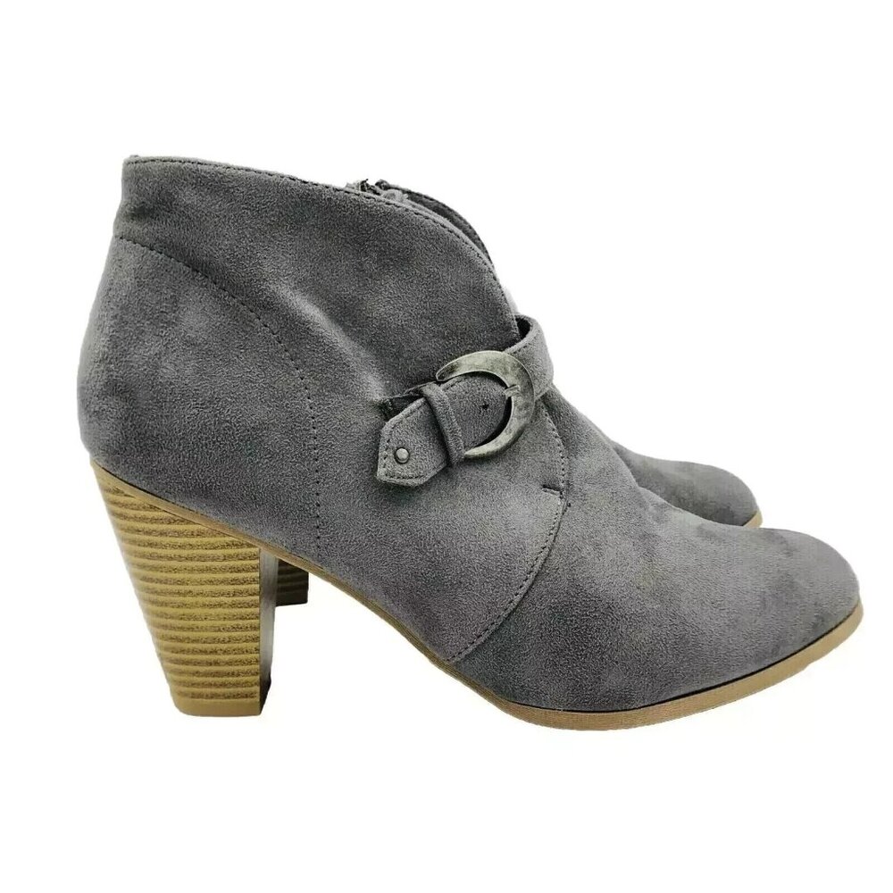 Maurices Womens Boots Size 11 Gray Trina Ankle Boot Booties High Heels Zip Shoes